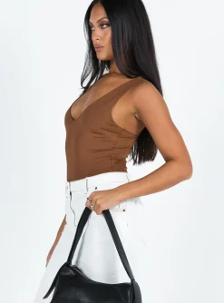 Princess Polly Sosie Bodysuit  Brown Cheap