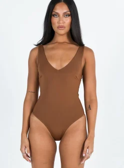 Princess Polly Sosie Bodysuit  Brown Cheap