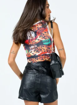 Princess Polly Space Girl Pu Booty Shorts  Black Online