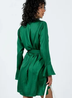 Princess Polly Spiers Wrap Mini Dress  Green Hot