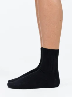 Princess Polly Sports Crew Ribbed Socks  Black Hot
