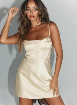 Princess Polly Spotlight Mini Dress  Champagne New
