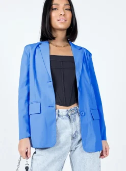 Princess Polly Spring Issue Blazer  Blue Shop