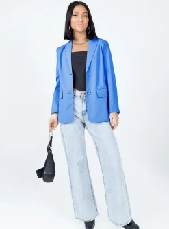 Princess Polly Spring Issue Blazer  Blue Shop