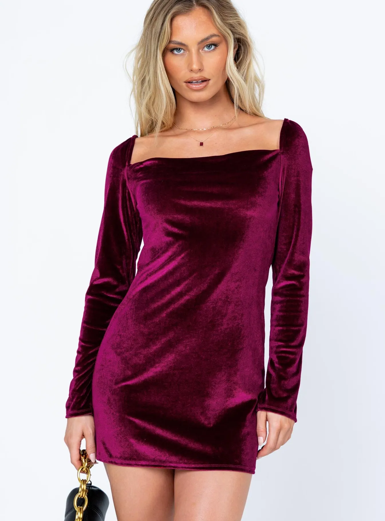 Princess Polly Star Power Velvet Mini Dress Burgundy Sale