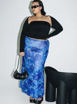 Princess Polly Starry Midi Skirtcurve   Blue Outlet