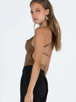 Princess Polly Stasey Bodysuit Brown   Beige Hot