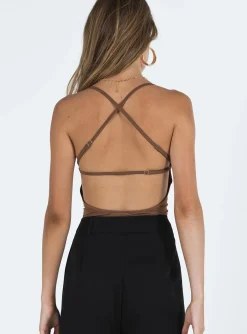Princess Polly Stasey Bodysuit Brown   Beige Hot