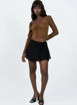 Princess Polly Stassy Long Sleeve Top Brown Hot