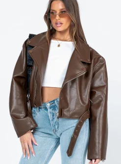 Princess Polly Staten Island Jacket  Brown Flash Sale
