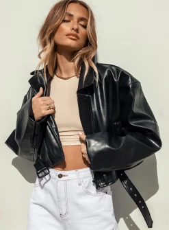 Princess Polly Staten Island Jacket  Black Best