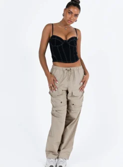Princess Polly Stefanni Cargo Pants  Beige Clearance