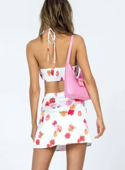 Princess Polly Stephanie Satin Setfloral   White Outlet