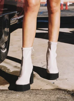 Princess Polly Stillwater Platform Boots  Cream Cheap