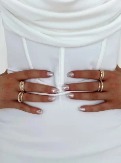Princess Polly Strait Ring Pack  Gold Hot