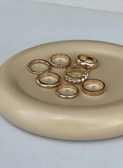 Princess Polly Strait Ring Pack  Gold Hot