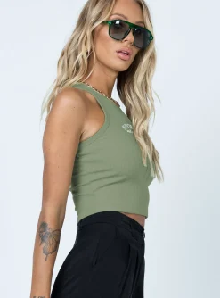 Princess Polly Striker Tank Top  Sage Sale