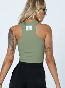 Princess Polly Striker Tank Top  Sage Sale