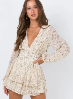Princess Polly String Of Love Romper  Beige Store