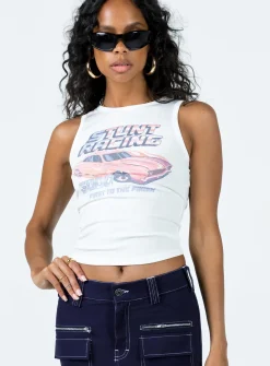 Princess Polly Stunt Racer Tank  Ivory Fashion