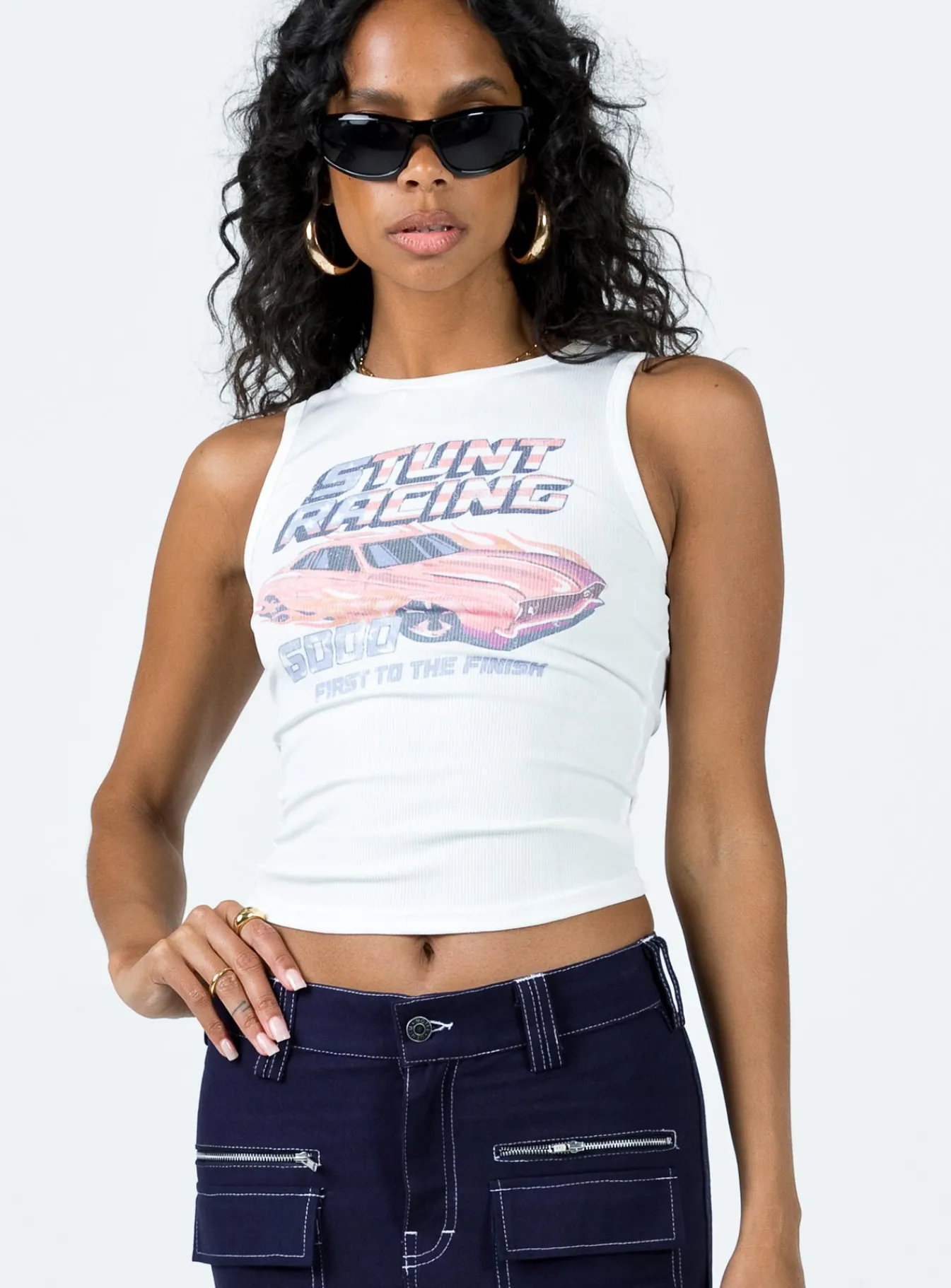 Princess Polly Stunt Racer Tank Ivory Fashion