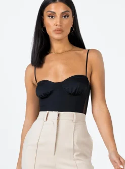 Princess Polly Sudol Bodysuit  Black Clearance