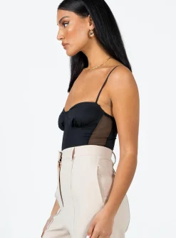 Princess Polly Sudol Bodysuit  Black Clearance