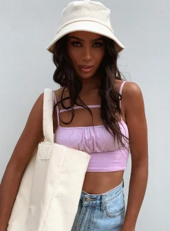 Princess Polly Summer Salt Terry Bucket Hat  Cream Clearance
