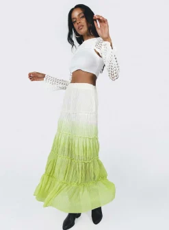 Princess Polly Sun Down Mid Rise Maxi Skirtombre   Green Sale