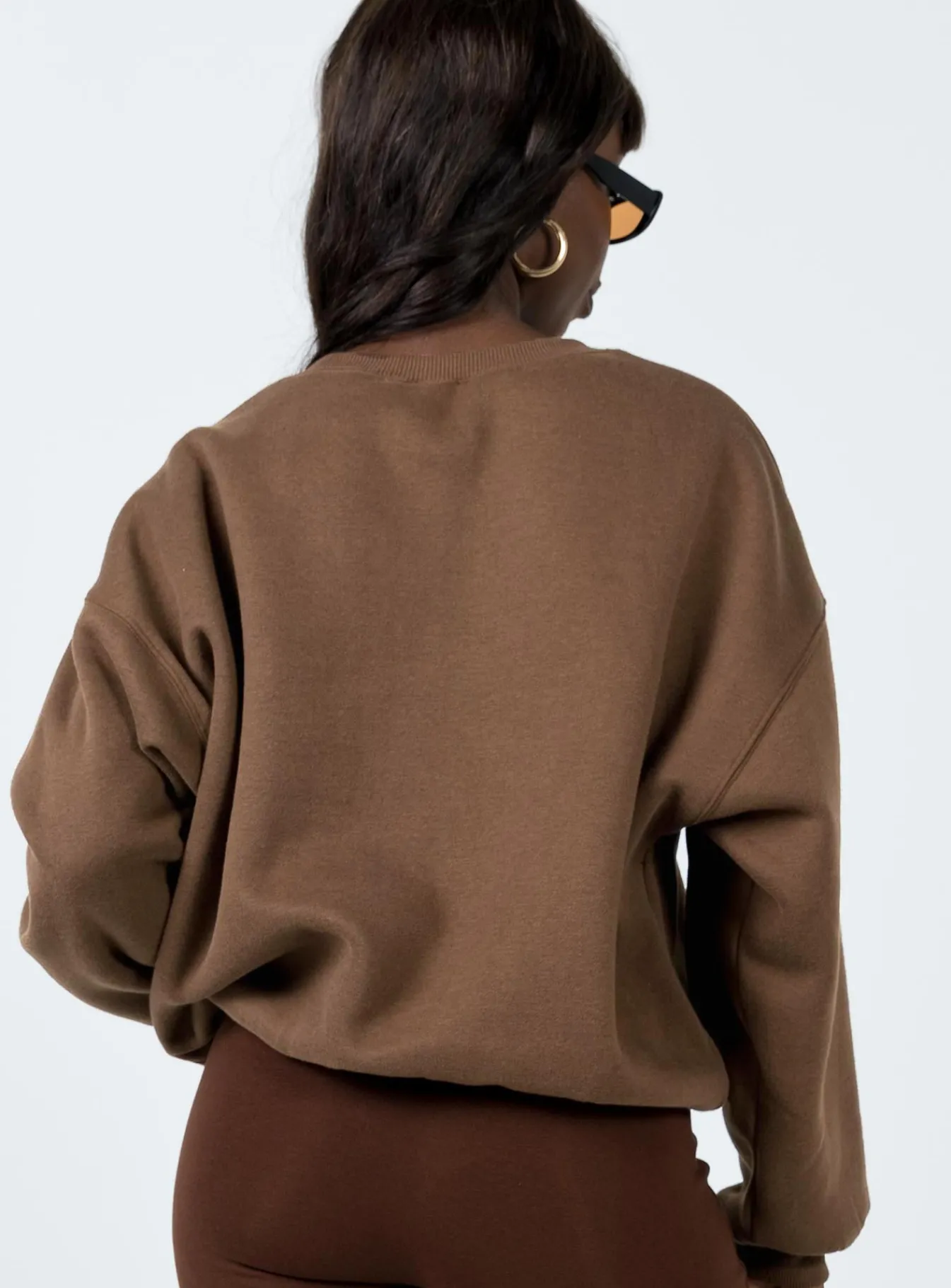 Princess Polly Sunday Funday Sweatshirt Brown Hot