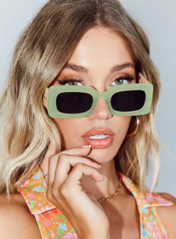 Princess Polly Sunset Daze Sunglasses  Green Sale