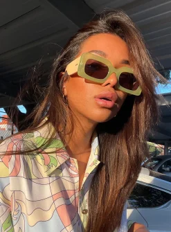 Princess Polly Sunset Daze Sunglasses  Green Sale