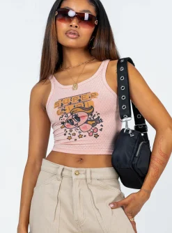 Princess Polly Supergirl Tank Top  Pink Clearance