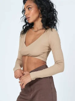 Princess Polly Suri Long Sleeve Top  Beige Fashion