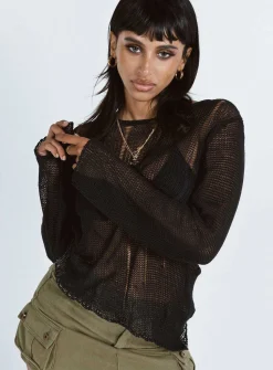 Princess Polly Sweeney Sweater  Black Outlet