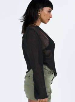 Princess Polly Sweeney Sweater  Black Outlet