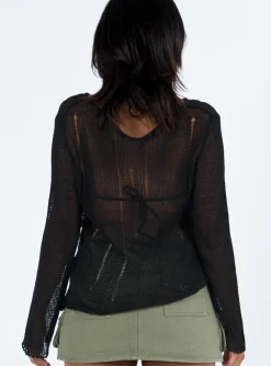 Princess Polly Sweeney Sweater  Black Outlet