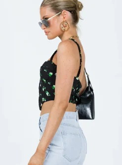 Princess Polly Symonds Corset Top  Black / Floral Flash Sale