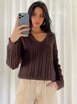 Princess Polly Symons Sweater  Brown Best