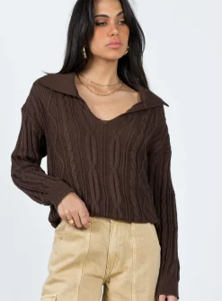 Princess Polly Symons Sweater  Brown Best