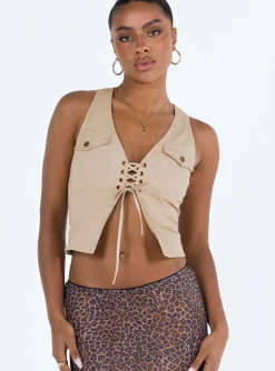 Princess Polly Synto Vest Top Taupe Best Sale