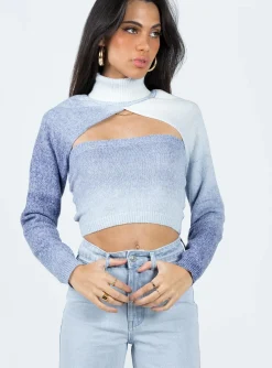 Princess Polly Taggart Two Piece Sweater  Blue Clearance