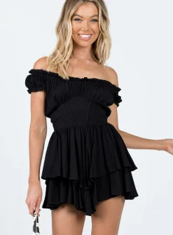 Princess Polly Tahiti Romper  Black New