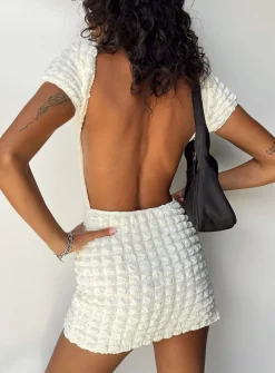 Princess Polly Tahlee Backless Mini Dress  Cream New