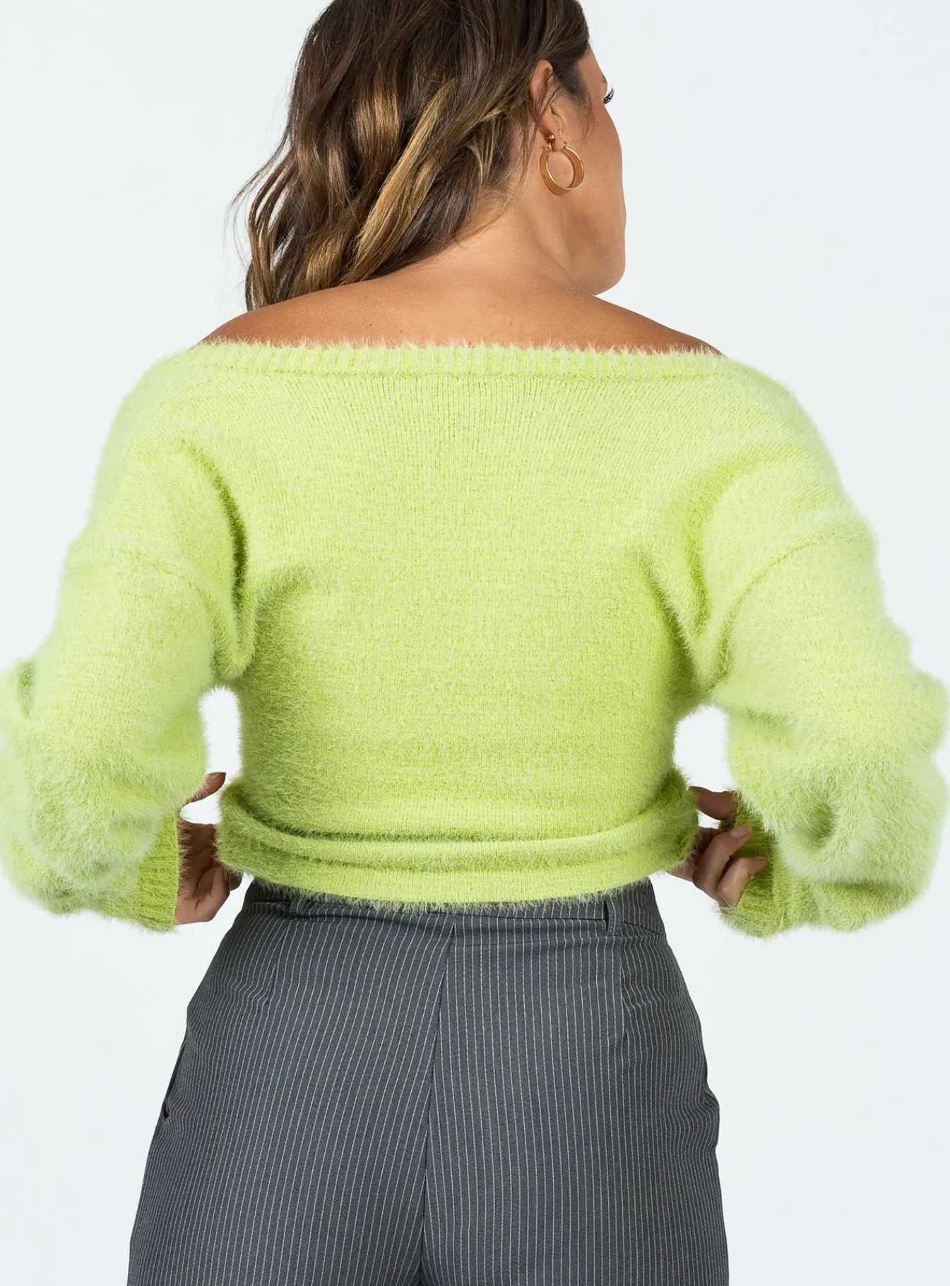 Princess Polly Taite Cropped Sweater Green Outlet