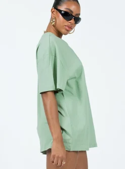 Princess Polly Take Care Oversized Tee  Green Cheap