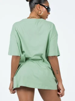 Princess Polly Take Care Oversized Tee  Green Cheap