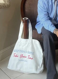 Princess Polly Take Your Time Tote Cream   Cream / Blue Best