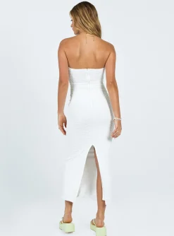 Princess Polly Talena Strapless Midi Dress  White New