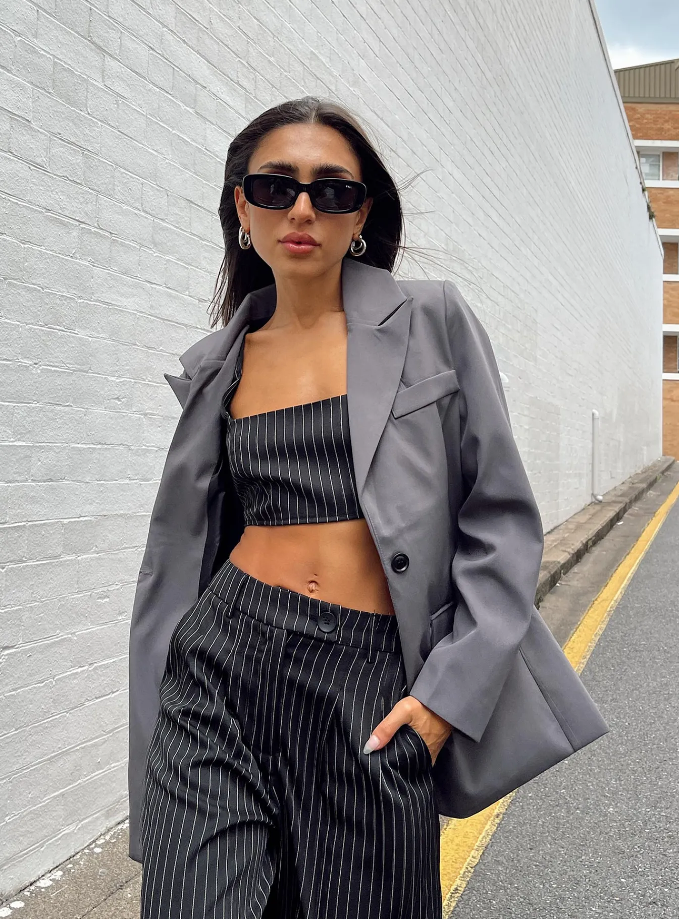 Princess Polly Talisa Oversized Blazer Grey Cheap